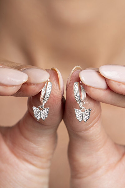 Elika Silver 925 Ayar Gümüş Sallantılı Kelebek Küpe
