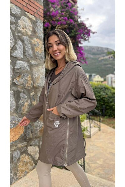 Punta Otantik Ls13723 Italian Hooded Raincoat Mink