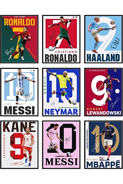 Emoda home Trove مجموعة من 9 ملصقات كرة قدم لميسي ورونالدو - مطبوعات فنية جدا...
