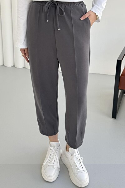 Modaensarbutik Paçası Dikişli Pantolon-ANTRASİT