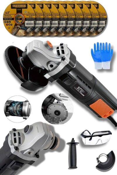 Spech Power Siyah Avuç İçi Taşlama 115 mm Spiral Makinesi 10 Adet Taş , Eldiv...