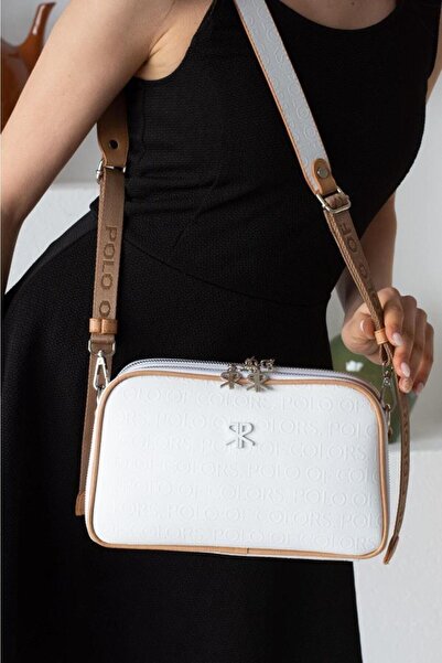 Çanta Trend 5 Compartment Embossed Faux Leather Crossbody Adjustable Strap Women's Shoulder Bag