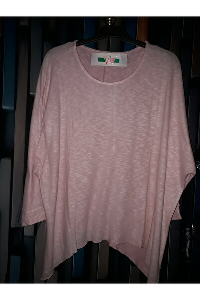 VİPP BÜYÜK BEDEN büyük beden kışlık yarasa kol pembe bluz