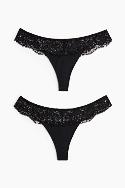 H&M 2'li Mikrofiber ve Dantel Thong Külot