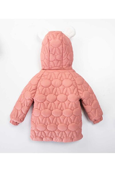 Midimod 2-7 Yaş Tavşanlı İçi Polar Kışlık Kız Çocuk Mont