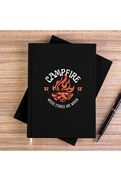 CrowsGate Camp Fire Black Unlined Canvas Notebook