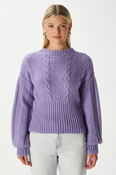 Ritnice Pulover de tricotat pentru femei Stay Soft Texture Hair Knit Gros violet KZ00174