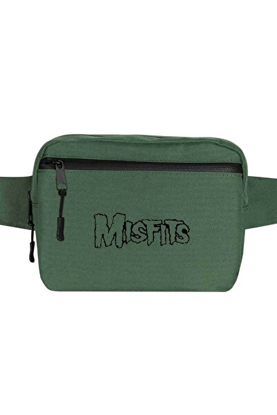 CrowsGate Geantă neagră cu logo Misfits, culoare verde