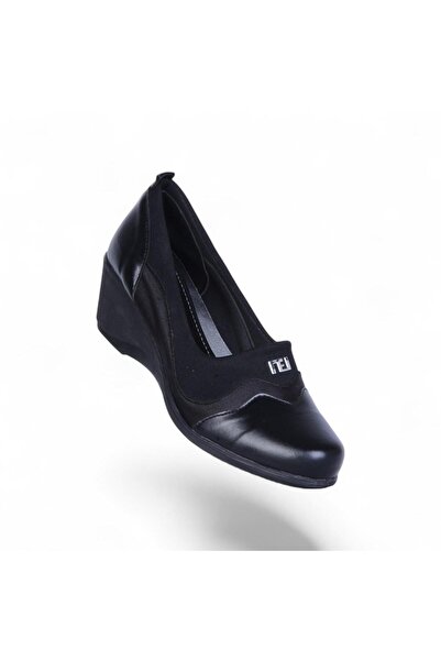 Ayakcenter Vollex Vl3 Black 7cm Women's Wedge Heeled Shoes