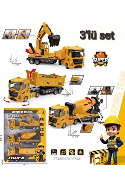 alpmodel 3lü Set Büyük Iş Makinaları Kırılmaz Fonksiyonlu Iş Araçları 28 cm S...