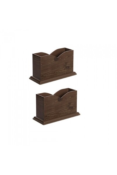 Raki Set of 2 napkin holders 13x7xh9cm, brown plastic