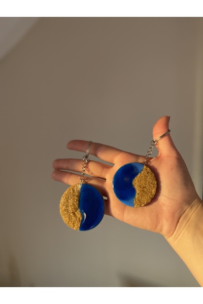 Anı_Atölye سلسلة مفاتيح بتصميم ساحل البحر من الإيبوكسي