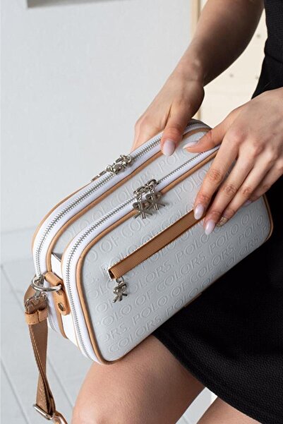 Çanta Trend 5 Compartment Embossed Faux Leather Crossbody Adjustable Strap Women's Shoulder Bag