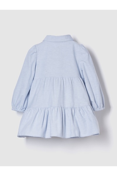 GAP Kız Bebek Açık Mavi Tiered Oxford Gömlek Elbise