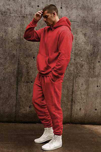 YAKAMEL طقم بدلة رياضية للرجال مكون من 3 قطع بتصميم فضفاض وقلنسوة