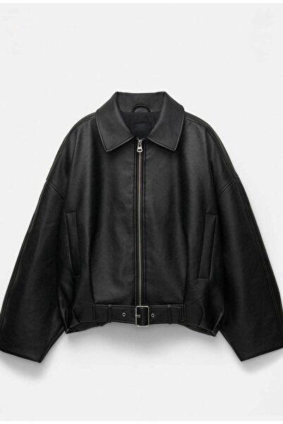 BASEL.CO Premium Leather Jacket with Belt Detail