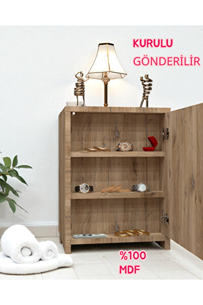 KONAK EV EŞYALARI Bifur Gizli Bölmeli Komodin,MDF,Kurulu Gönderilir,Montaj Gerekmez