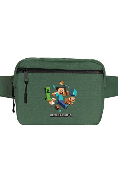 CrowsGate Geantă de talie Mine-craft Elements Culoare verde