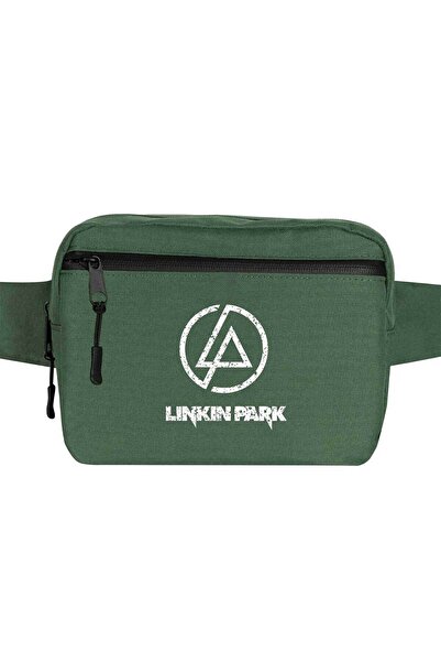CrowsGate حقيبة الخصر بشعار لينكين بارك باللون الأخضر