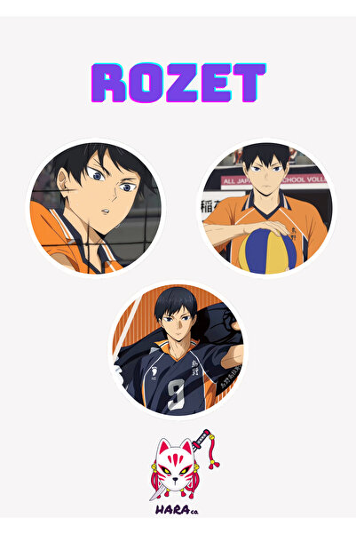 Hara Company Haikyuu Animesi Tobio Kageyama Anime Rozet Seti 3’lü
