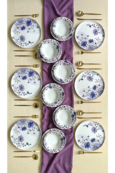 ers erbaşlar MORLAND 18 Parça 6 Kişilik Lüx Yemek Takımı Yemek Sunum Seti