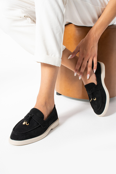 nevanın pabuçları Piena Toka Detailed Suede Women's Loafer