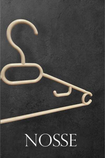 nossey Nosse Kalın Kokusuz 24 Adet Krem Plastik Elbise Kıyafet Askısı Kaydırmaz Askı Krem24'lü Set