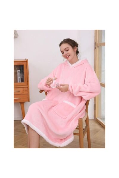 OEM Oversized Hoodie Blanket, Unisex, Soft-Lined, Pink