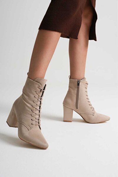 mükemmel adımlar kadın bağcıklı sivri burun siyah-vizyon bot-süet