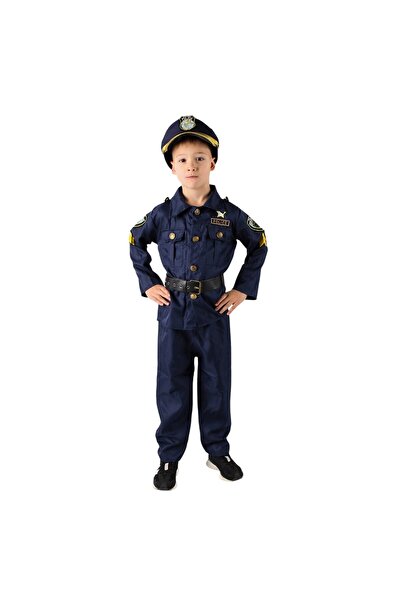 KidMania Costum de polițist cu șapcă pentru copii 3-5 ani, 110 cm