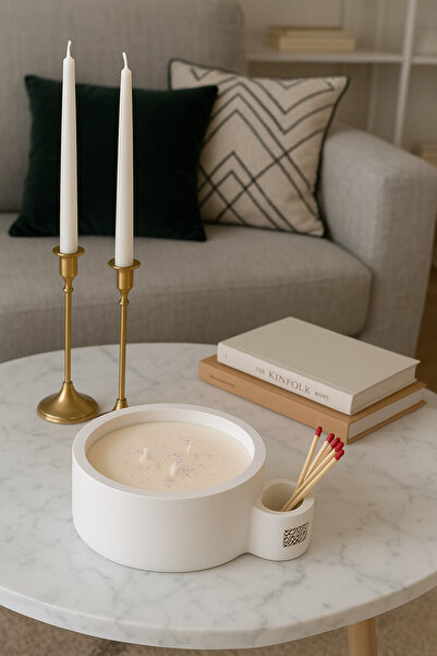 BAYRS Candle & More Büyük Dekoratif Kibrit Bölmeli Soya Mumu Vanilya Kokulu v...