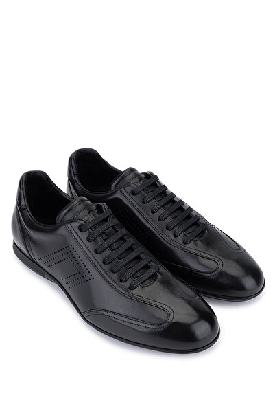 Tamer Tanca Erkek Hakiki Deri Siyah Antik Casual Ayakkabı