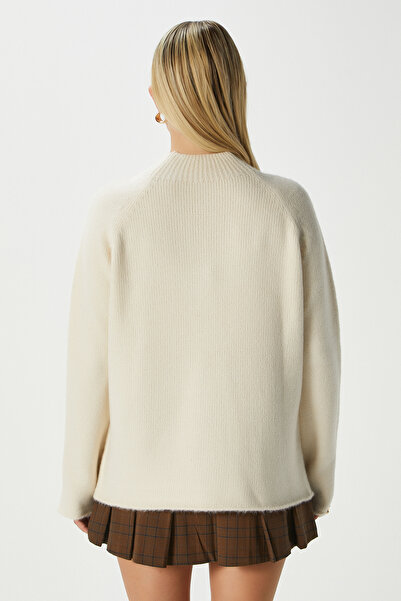 Ritnice Women's Puffy Soft Textured Stone Knitwear Sweater