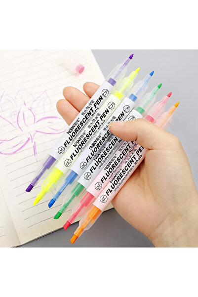 Polin Çift Uçlu Fosforlu Kalem Seti, 6 Farklı Renk, İşaretleme ve Not Alma için