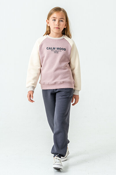 AHENGİM Σετ χειμερινής φόρμας για κορίτσια Calm Mood με στάμπα με 3 κλωστές Ak4209