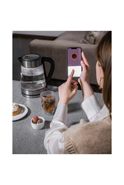 AENO Fierbător electric AEK0001S, 2200W, 1700 l, Corp din sticlă, Wi-Fi, Strix, Negru