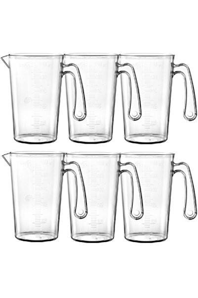 Raki Set of 6 transparent polypropylene graduated cups 500ml, 11.5xh16.7cm
