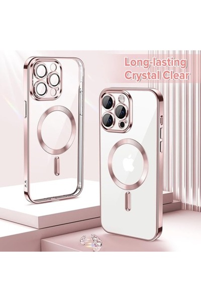 Fils Husă de protecție pentru iPhone 14 Pro, Luxury Crystal MagSafe, roz pal