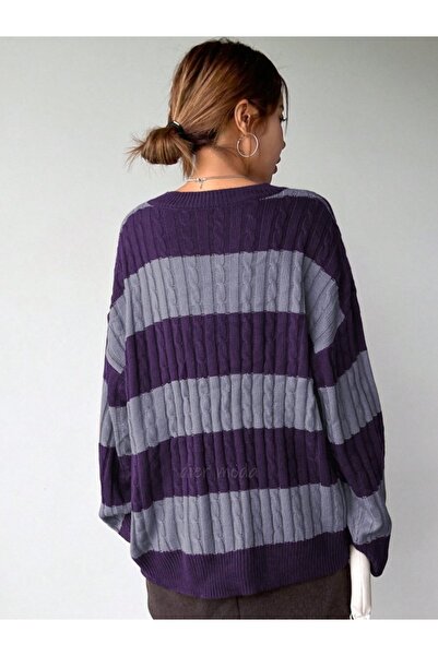 Dier Moda Tricotaj pentru femei, cu model de împletitură de păr, cu decolteu în V, oversize, vintage, pulover fmoda1071