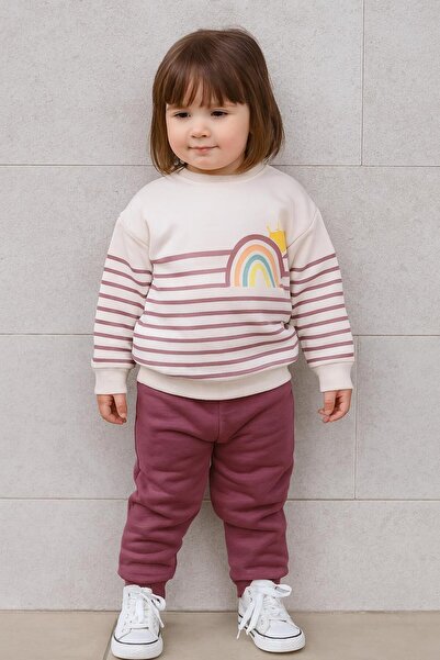 RAPAPA Girl's 3 Threaded Rainbow Printed 2-Piece Tracksuit Set-10716M