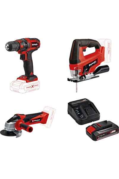 Einhell Set burghiu fără fir, pendular, polizor unghiular + kit de pornire 18...