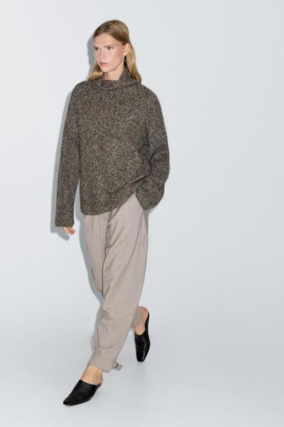 Massimo Dutti Tokalı yün karışımlı pantolon