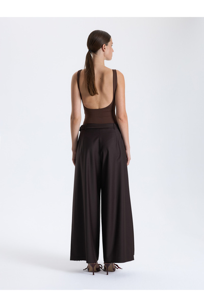 BAQA Brown Pleated Detailed Trousers