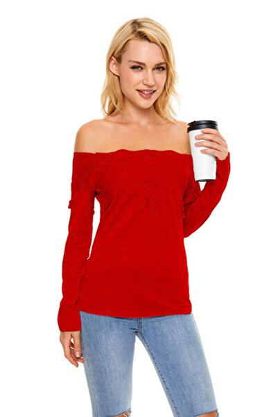 dorbe women’s off-shoulder long sleeve elegant special occasions red lace blouse top