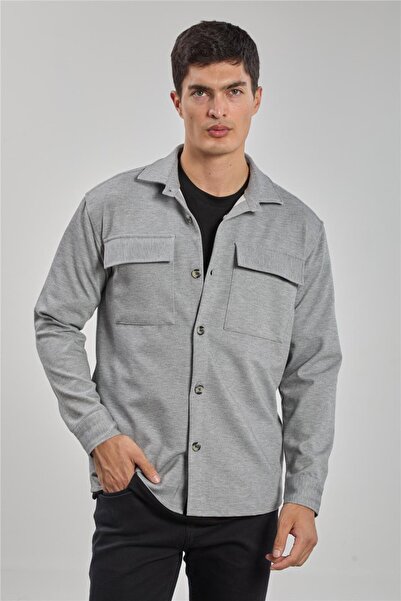 BARRELS AND OIL Men's Double Pocket Shirt - Gray