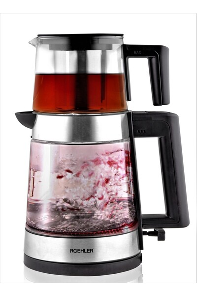 Empressco Cam Led Işıklı Çay Makinesi, Gri Renk, Şık ve Fonksiyonel Tasarım