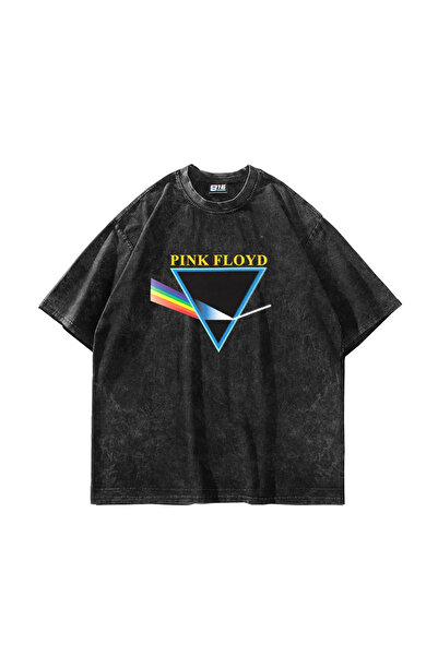 Sekizbiraltı Pink Floyd V2 Printed Oversize Unisex Washable Black Tshirt