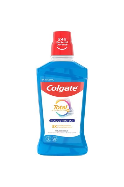 Colgate Total Plaque Protect Alcohol-Free Mouthwash - 500 ml | Advanced Plaque Defense for Adults