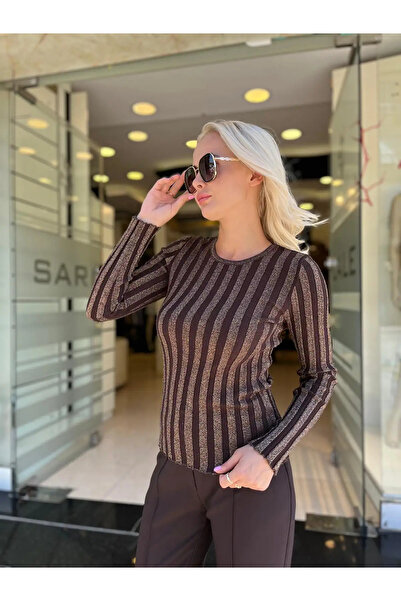 Unique Tricot with Silvery Thread Stripes