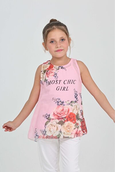 Toontoy Girl's Tank Top Most Chic Girl Printed